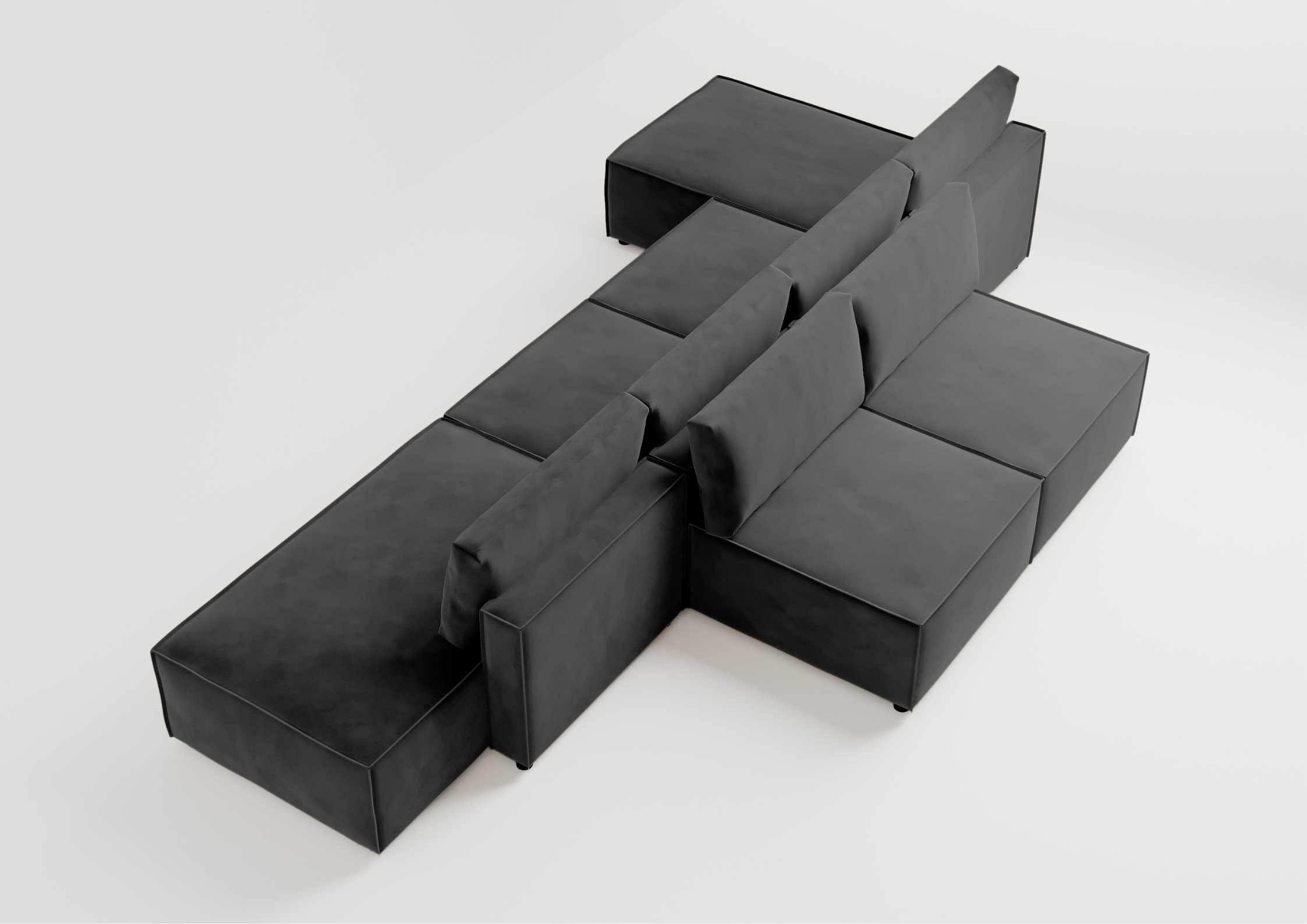 Modułowy narożnik z przeszyciami w kolorze grafitowym